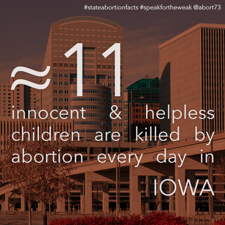 ≈ 11 innocent & helpless children are killed by abortion every day in Iowa