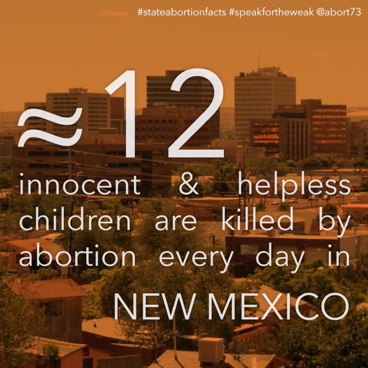 ≈ 12 innocent & helpless children are killed by abortion every day in New Mexico
