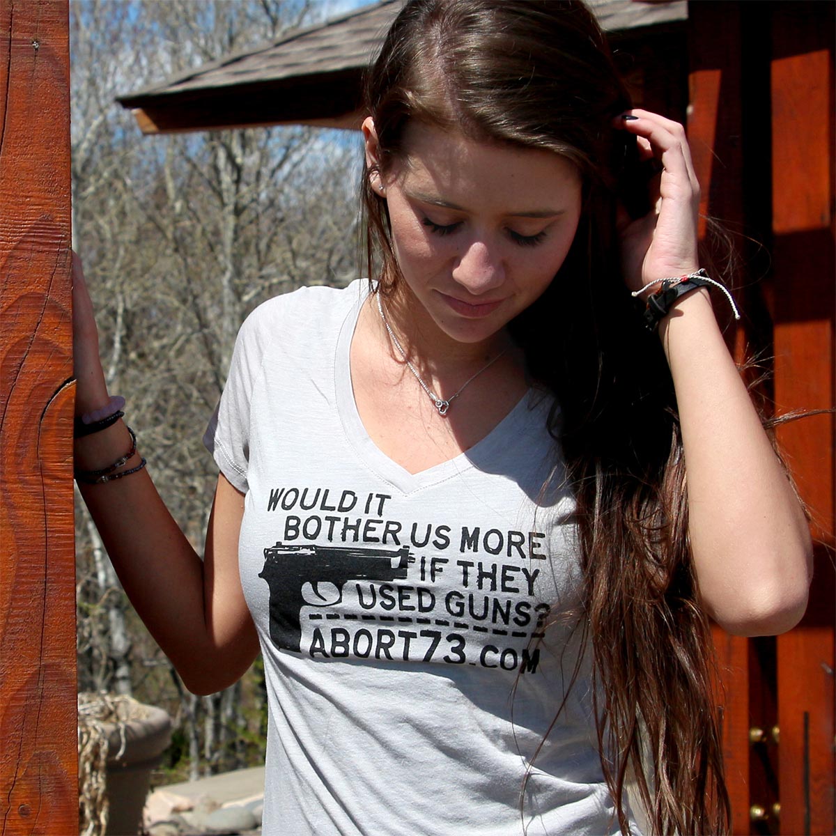 Would it Bother Us More if They Used Guns? (Abort73 Girls V-neck)
