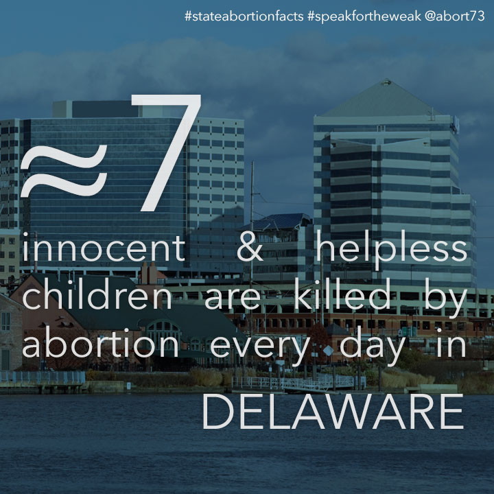 ≈ 5 innocent & helpless children are killed by abortion every day in Delaware