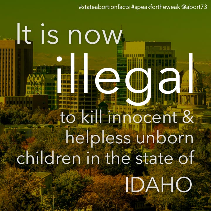 ≈ 4 innocent & helpless children are killed by abortion every day in Idaho