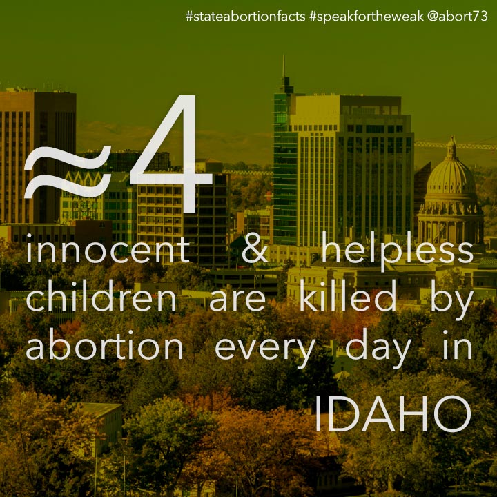 ≈ 5 innocent & helpless children are killed by abortion every day in Idaho