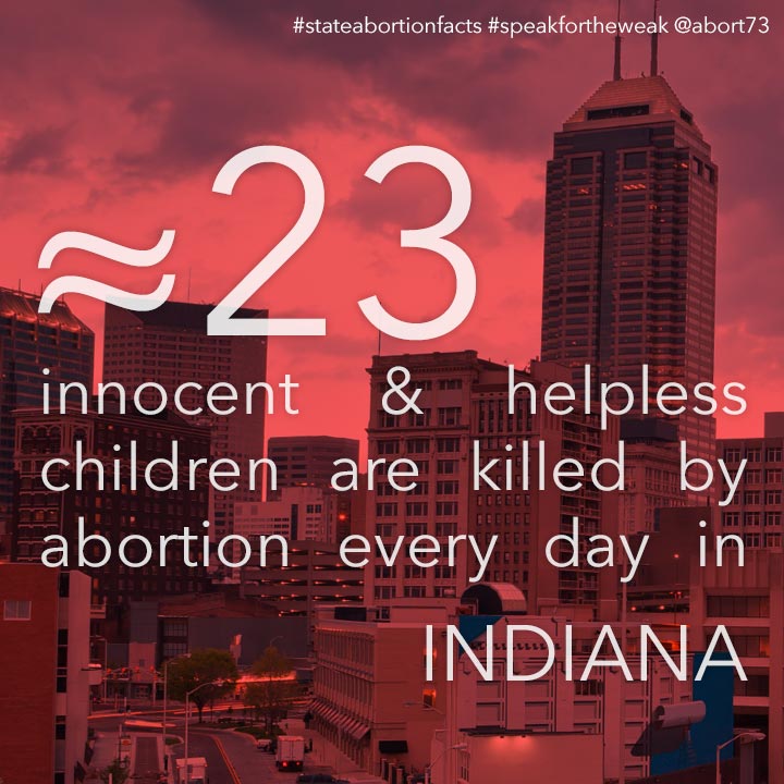 ≈ 21 innocent & helpless children are killed by abortion every day in Indiana