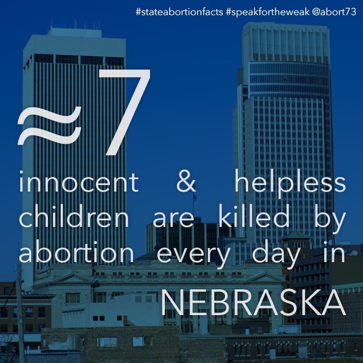 ≈ 7 innocent & helpless children are killed by abortion every day in Nebraska