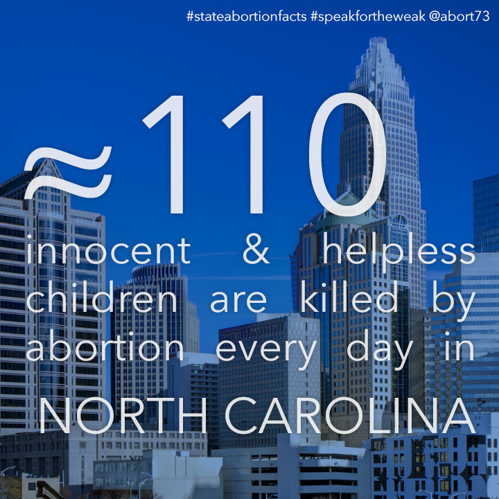 ≈ 82 innocent & helpless children are killed by abortion every day in North Carolina